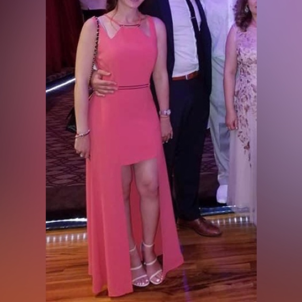 Halston Heritage cutout cocktail gown dress